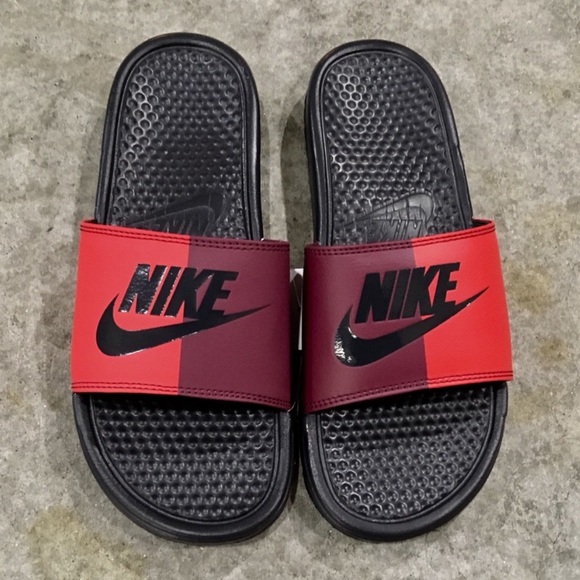 NIKE BENASSI SCARFACE STYLE SLIDES JUST DO IT JDI BLACKS WHITES JDI PRINT
